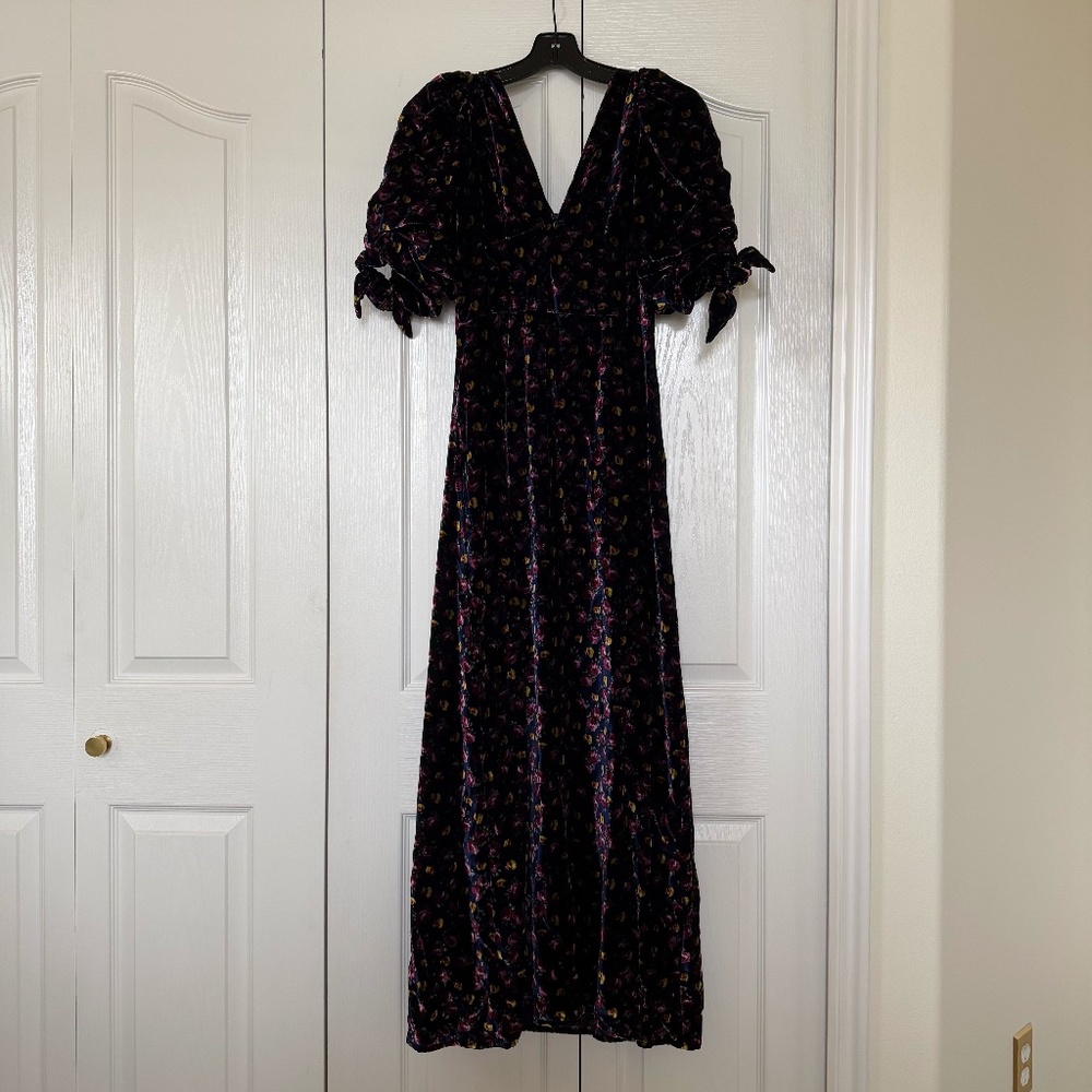 Sea New York Valerie Velvet Floral Midi Dress NWT